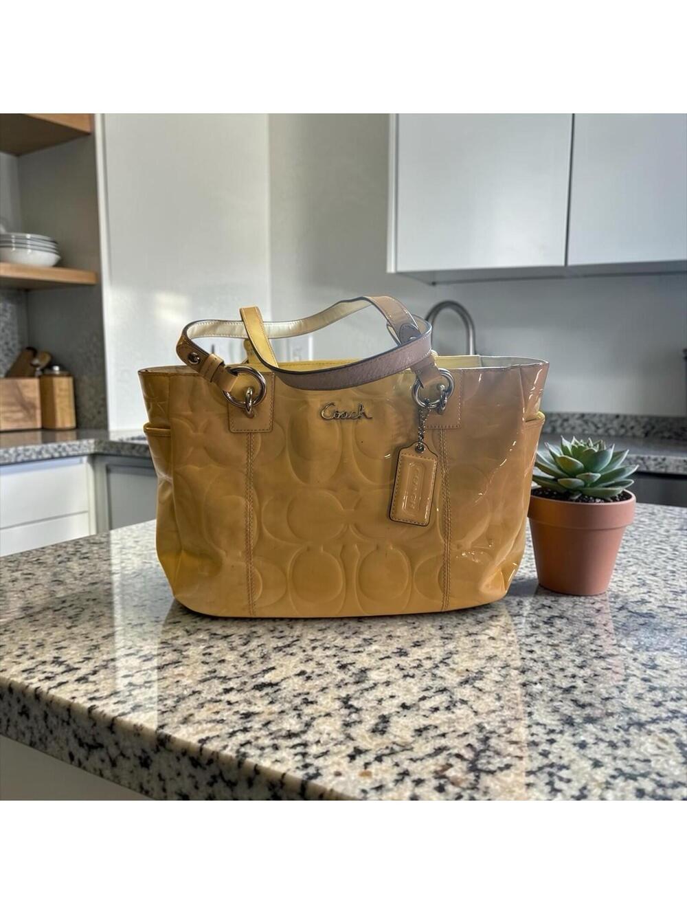 Coach Yellow Patent Tote Bag